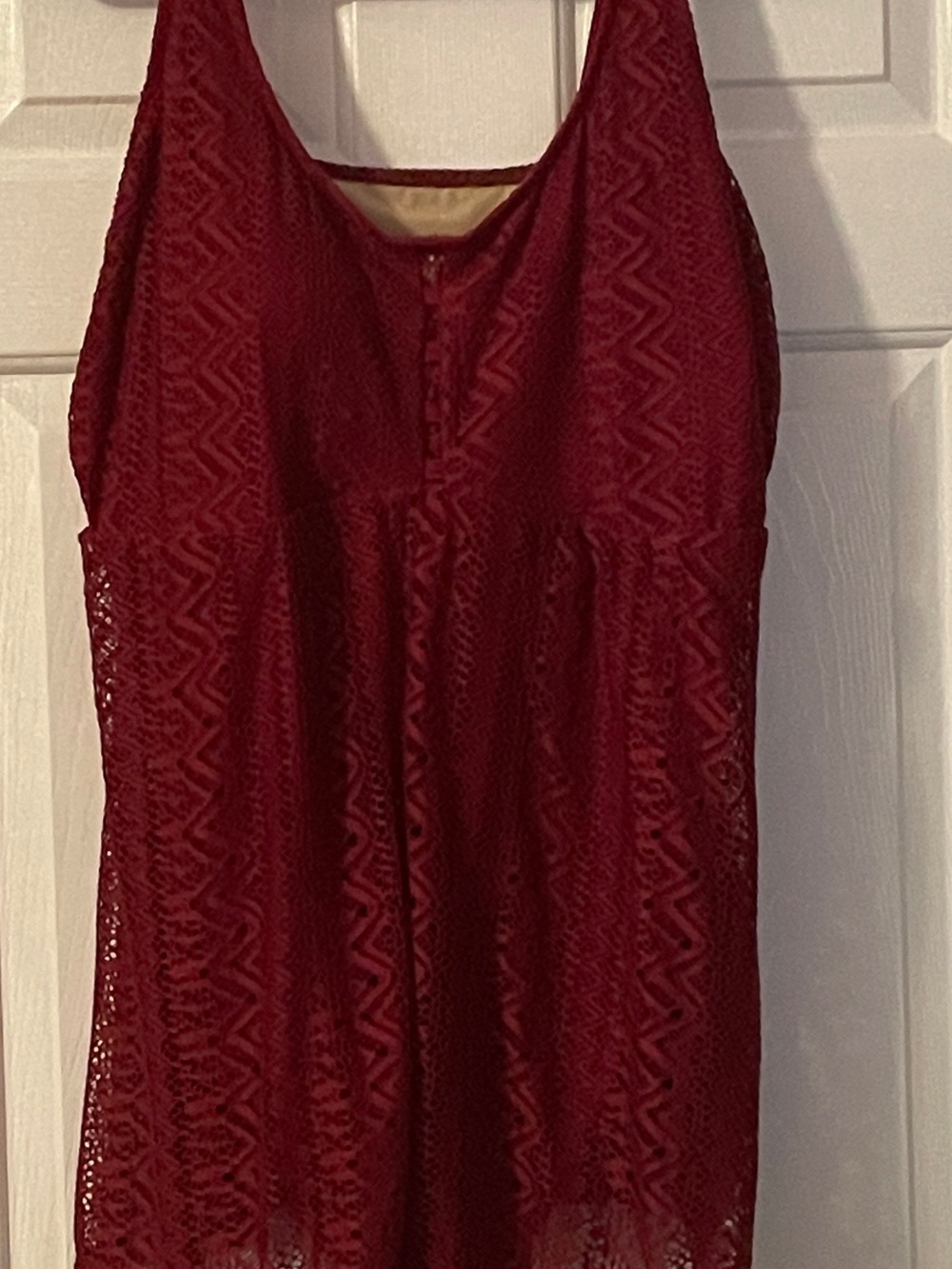 Swimsuits For All Burgundy Lace One-Piece Swimdress
